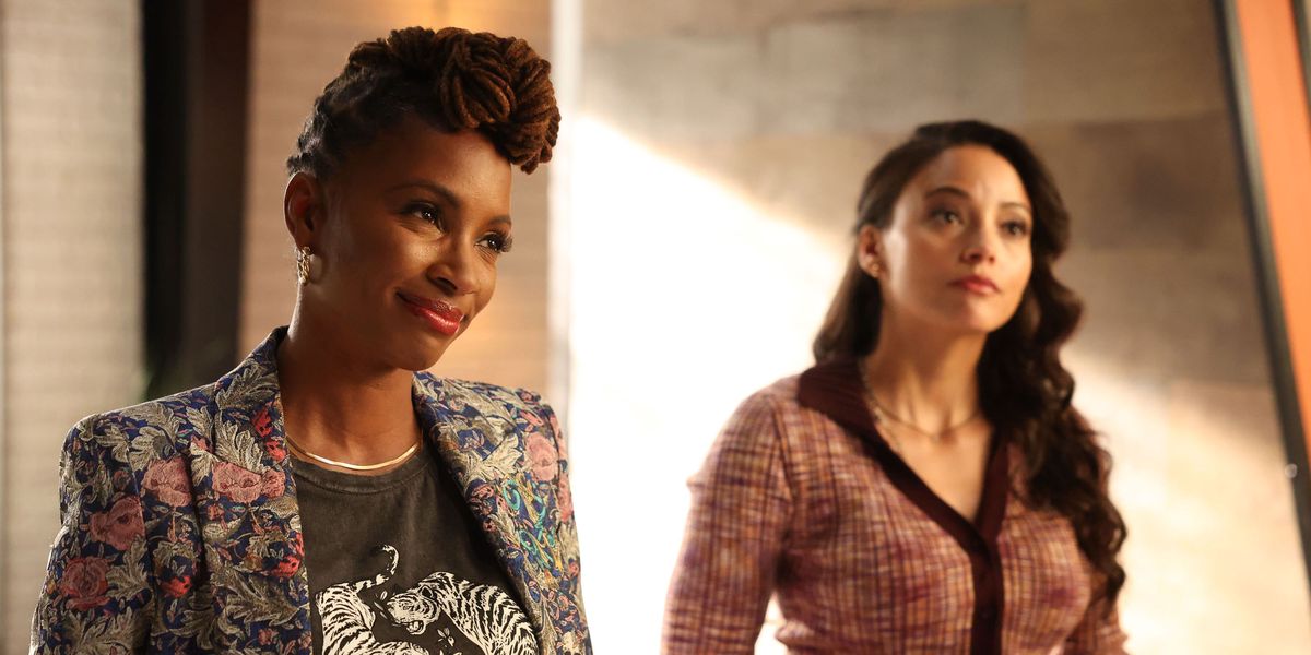 Gabi standing next to Lacey in Found and smiling.