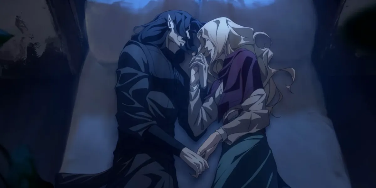 Dracula and Lisa at the end of Castlevania