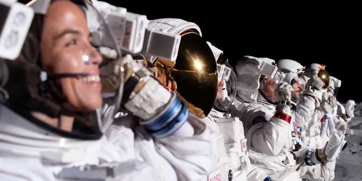 A group of astronauts looking out into space in For All Mankind.