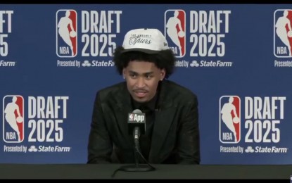 <p>Dylan Harper <em>(Screenshot from NBA video)</em></p>