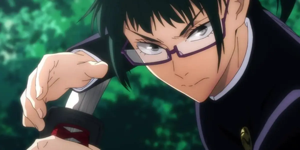 Maki posed and ready for battle in Jujutsu Kaisen
