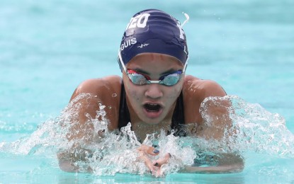 <p>Lora Micah Amoguis, girls’ 200m Individual Medley gold medalist in the 11th BIMP-EAGA Friendship Games in Puerto Princesa, Palawan <em>(Media Pool)</em></p>