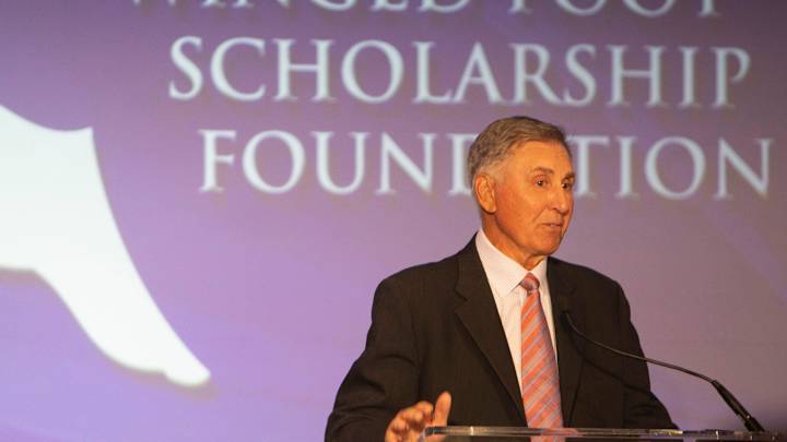 Gary Danielson gives the keynote speech during the Winged Foot Scholarship Awards Banquet, Thursday, May 26, 2022, at Naples Grande Beach Resort in Naples, Fla. Gary Danielson gives the keynote speech during the Winged Foot Scholarship Awards Banquet, Thursday, May 26, 2022, at Naples Grande Beach Resort in Naples, Fla.