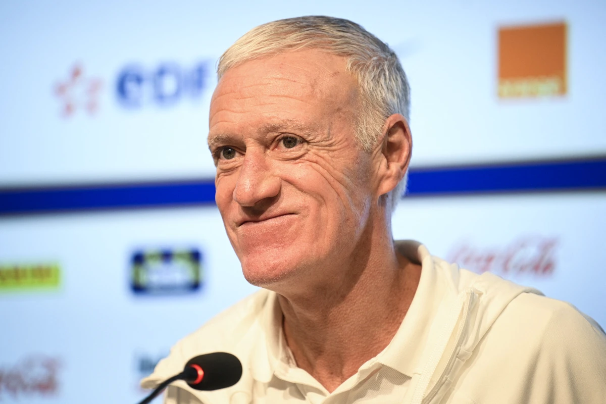 France's head coach Didier Deschamps addresses the media during a press conference at the Agia Sophia Stadium in Athens on November 20, 2023, on the eve of the UEFA Euro 2024 group B qualifying match between Greece and France. (Photo by Angelos Tzortzinis / AFP) (Photo by ANGELOS TZORTZINIS/AFP via Getty Images)