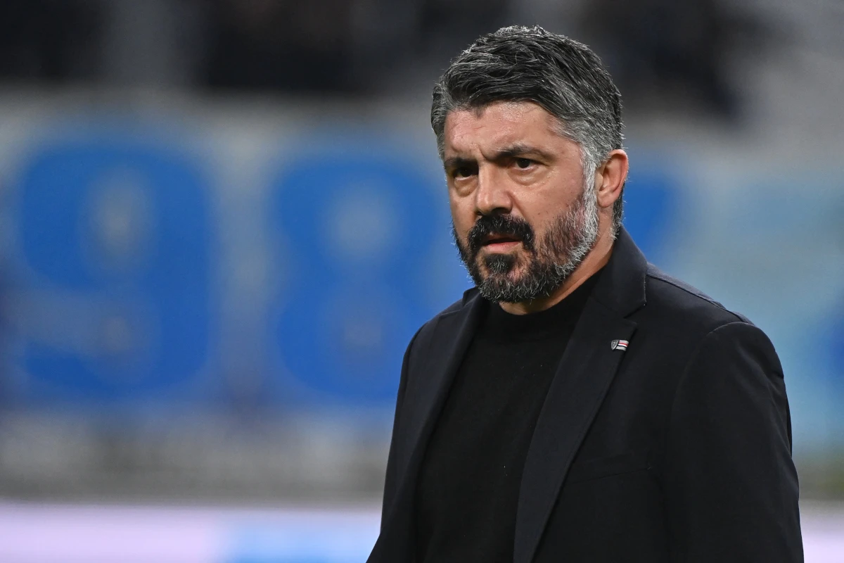Marseillle's Italian head coach Gennaro Gattuso looks on ahead of the French L1 football match between Olympique de Marseille (OM) and AS Monaco at the Velodrome stadium in Marseille, on January 27, 2024. (Photo by Sylvain THOMAS / AFP) (Photo by SYLVAIN THOMAS/AFP via Getty Images)