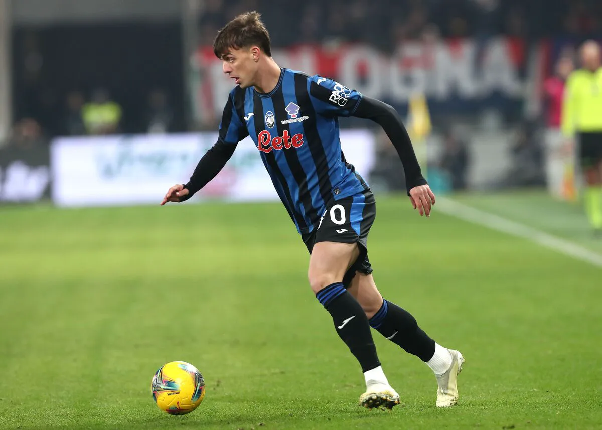 Daniel Maldini of Atalanta BC in action during the Coppa Italia, Quarter Final match between Atalanta BC and Bologna FC at Gewiss Stadium on February 04, 2025 in Bergamo, Italy. (Photo by Marco Luzzani/Getty Images)