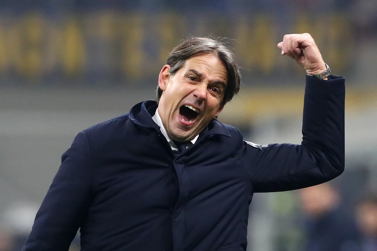 Simone Inzaghi, Head Coach of FC Internazionale, reacts during the Serie A match between FC Internazionale and Bologna at Stadio Giuseppe Meazza on January 15, 2025 in Milan, Italy. (Photo by Marco Luzzani/Getty Images)