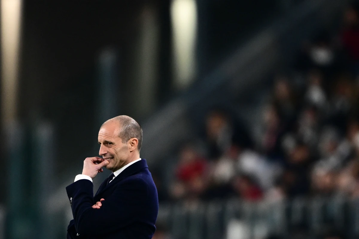 Juventus coach Massimiliano Allegri looks on during the Italian Serie A football match Juventus vs Udinese on February 12, 2024 at the 