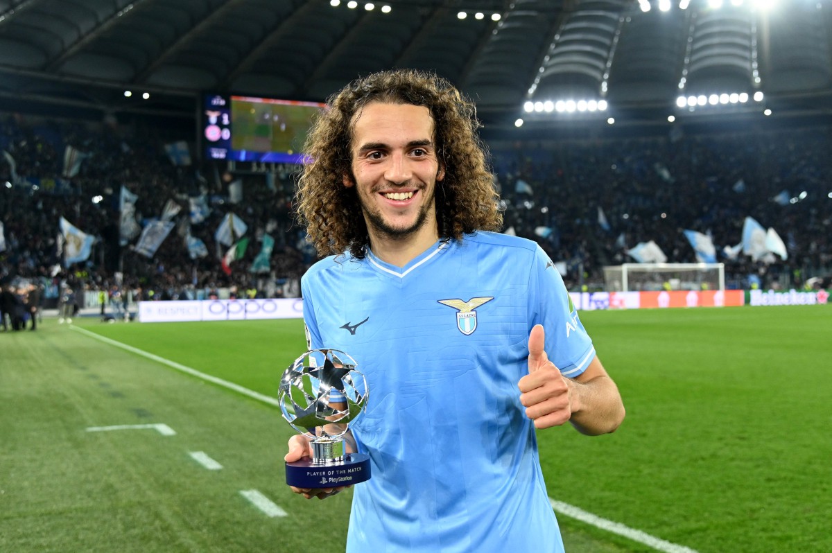 France international ROME, ITALY - FEBRUARY 14: Matteo Guendouzi of SS Lazio MVP of the match after the UEFA Champions League 2023/24 round of 16 first leg match between SS Lazio and FC Bayern München at Stadio Olimpico on February 14, 2024 in Rome, Italy. (Photo by Marco Rosi - SS Lazio/Getty Images)