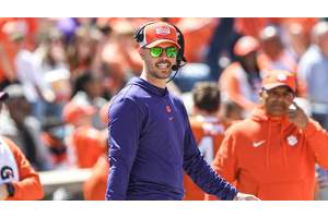 Clemson offensive coordinator Garrett Riley addresses rumors he's leaving for ECU job