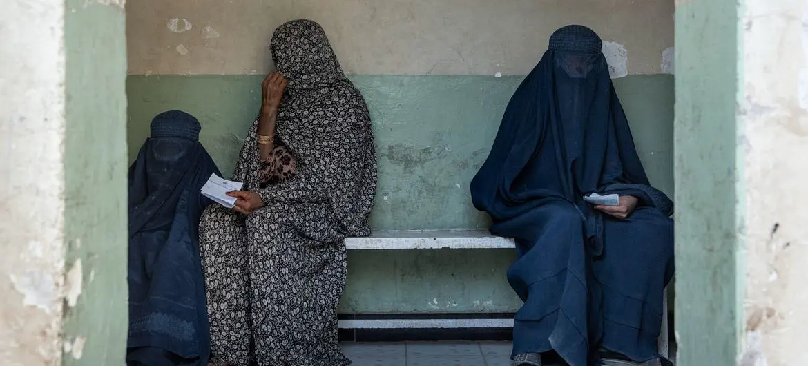 Women in a waiting room of a clinic in Afghanistan. Women in a waiting room of a clinic in Afghanistan.