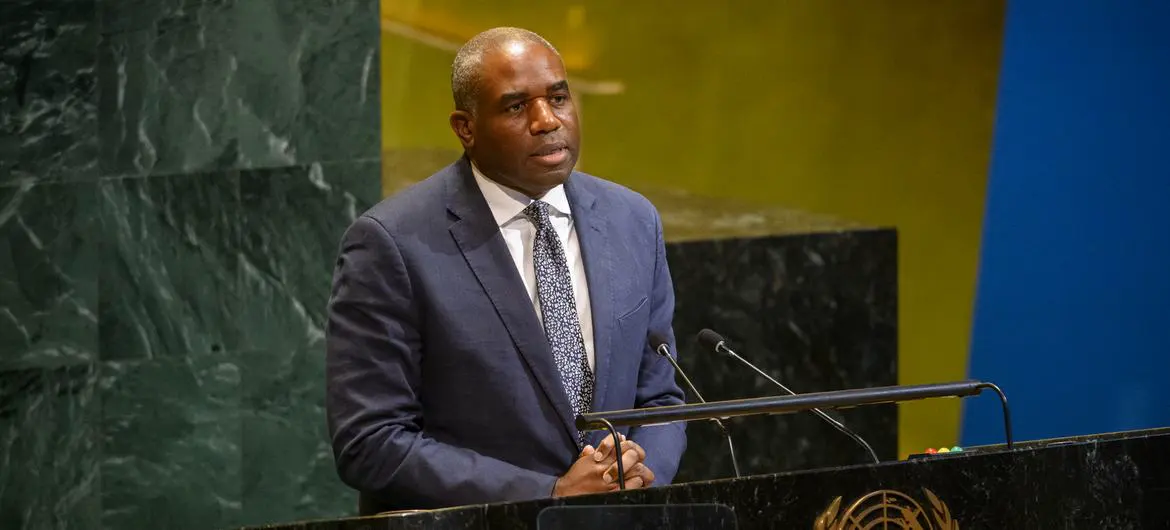 Foreign Secretary David Lammy of the United Kingdom addresses the high-level conference. Foreign Secretary David Lammy of the United Kingdom addresses the high-level conference.