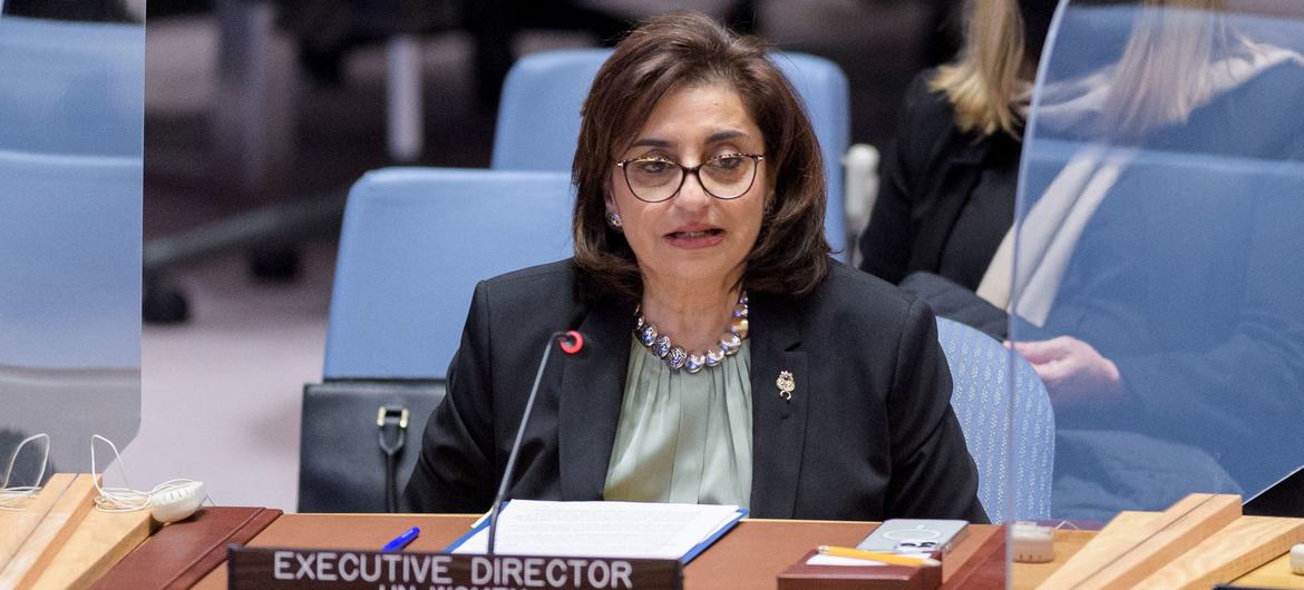 Sima Bahous, Executive Director of UN Women, briefs a UN Security Council meeting on women and peace and security. Sima Bahous, Executive Director of UN Women, briefs a UN Security Council meeting on women and peace and security.