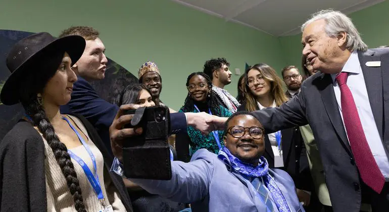 Participants of the meeting of youth activists with UN Secretary General in Baku at COP29.