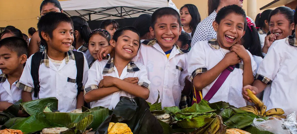 Children in schools in Sierra Gorda, Queretaro, Mexico, learn to respect the environment in a classroom while enjoying some locally produced foods. Children in schools in Sierra Gorda, Queretaro, Mexico, learn to respect the environment in a classroom while enjoying some locally produced foods.