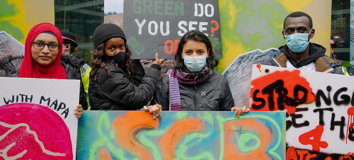Youth activists protest climate change in in London, UK. Youth activists protest climate change in in London, UK.