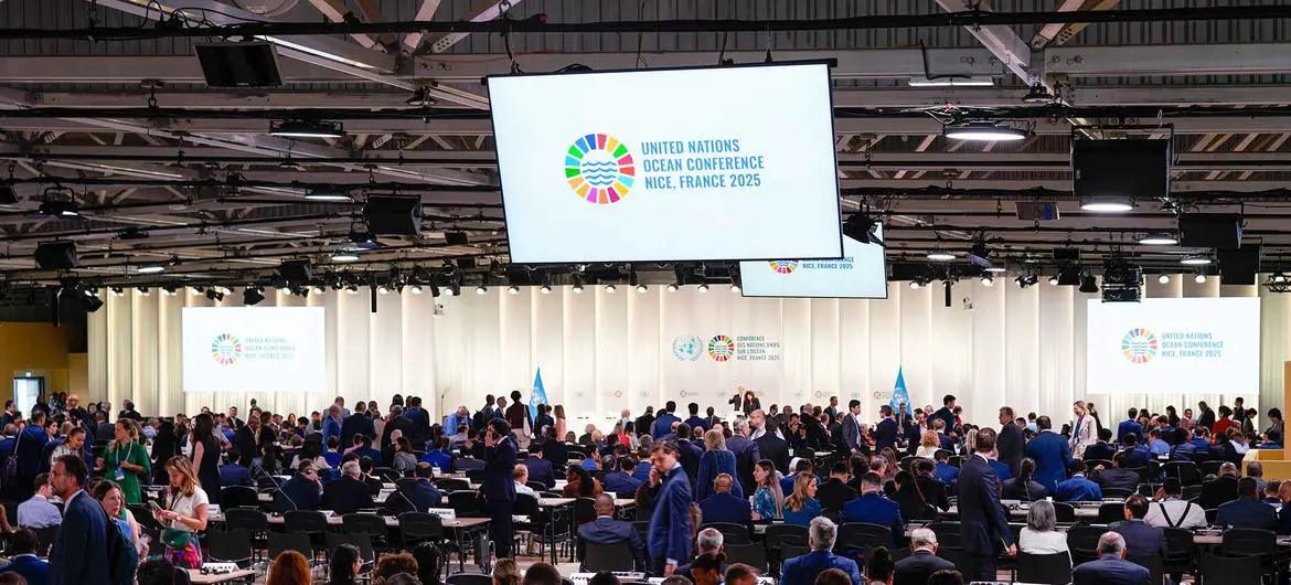 The plenary hall of the third UN Ocean Conference (UNOC3) in Nice. The plenary hall of the third UN Ocean Conference (UNOC3) in Nice.