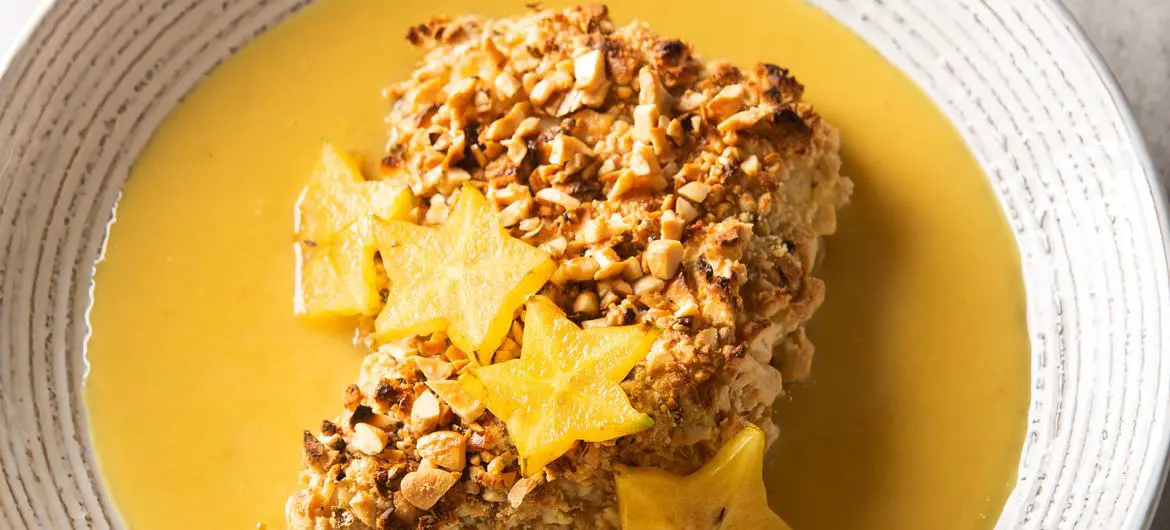 Lionfish and Carambola Cashews, one of the recipes included in the Cookbook in Support of the United Nations.