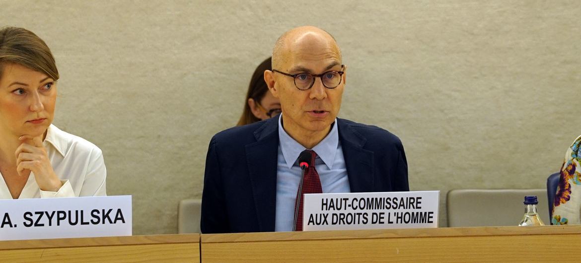 Volker Türk, UN High Commissioner for Human Rights, speaks at the UN Human Rights Council's (OHCHR) discussion on women's rights in Geneva. Volker Türk, UN High Commissioner for Human Rights, speaks at the UN Human Rights Council's (OHCHR) discussion on women's rights in Geneva.