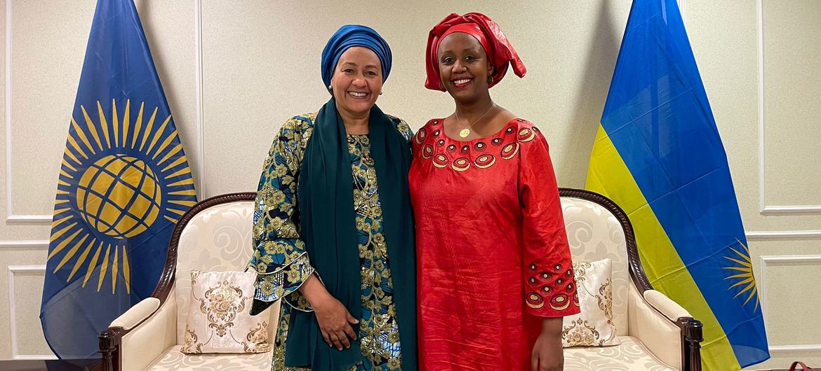 Pictured in Kigali, Rwanda, at the CHOGM, UN Deputy Secretary-General Amina Mohammed (left) and Shakilla Umutoni Kazimbaya, Director General of Africa at the Rwanda Ministry of Foreign Affairs. Pictured in Kigali, Rwanda, at the CHOGM, UN Deputy Secretary-General Amina Mohammed (left) and Shakilla Umutoni Kazimbaya, Director General of Africa at the Rwanda Ministry of Foreign Affairs.