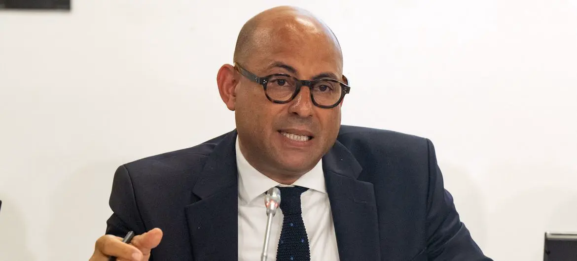 Simon Stiell, Executive Secretary of the UN Framework Convention on Climate Change (UNFCCC), addresses the Interactive Dialogue on making climate finance work during the Fourth International Conference on Small Island Developing States.