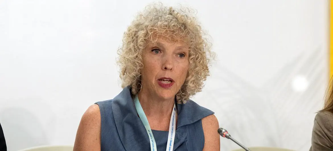 Jennifer Morgan, Germany’s Special Envoy for climate action, addresses the Interactive Dialogue on making climate finance work during the Fourth International Conference on Small Island Developing States.