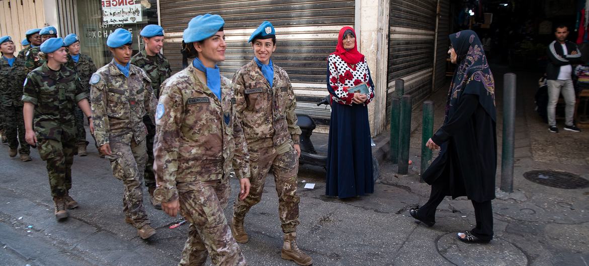 UNIFIL peacekeepers carry out community engagement walk in the Tyre souk, south Lebanon. UNIFIL peacekeepers carry out community engagement walk in the Tyre souk, south Lebanon.
