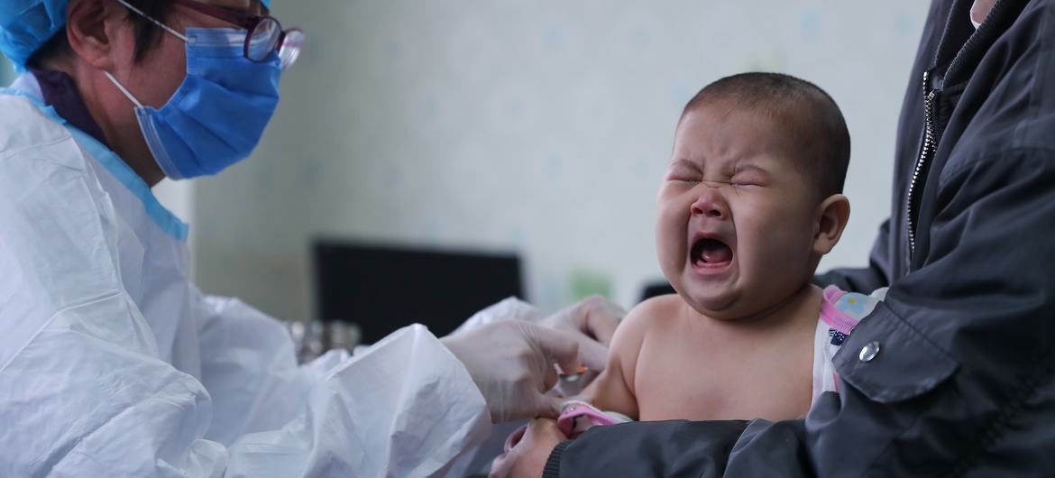 A six-month-old baby receives a vaccine at a health centre. Vaccines remain one of the most effective tools in global health by preventing the spread of deadly infectious diseases. A six-month-old baby receives a vaccine at a health centre. Vaccines remain one of the most effective tools in global health by preventing the spread of deadly infectious diseases.