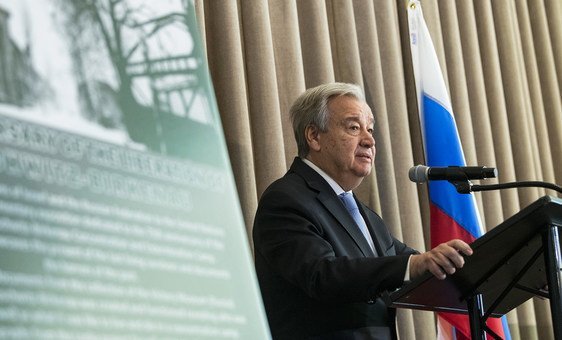 United Nations Secretary-General António Guterres opens an exhibition at UN Headquarters commemorating the 75th anniversary of the liberation of Auschwitz-Birkenau. United Nations Secretary-General António Guterres opens an exhibition at UN Headquarters commemorating the 75th anniversary of the liberation of Auschwitz-Birkenau.