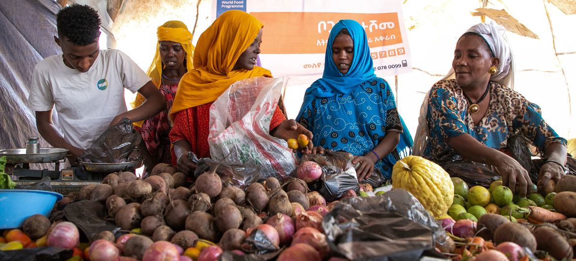 A food market in the Amhara region of Ethiopia. A food market in the Amhara region of Ethiopia.