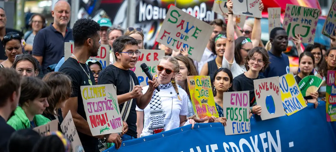 Activists outside the International Court of Justice (ICJ) in The Hague as the Court delivers its advisory opinion on the obligations of States in respect of climate change. Activists outside the International Court of Justice (ICJ) in The Hague as the Court delivers its advisory opinion on the obligations of States in respect of climate change.