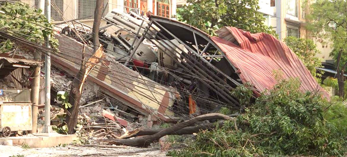 The 7.7 magnitude earthquake has caused widespread destruction of property in central Myanmar. The 7.7 magnitude earthquake has caused widespread destruction of property in central Myanmar.