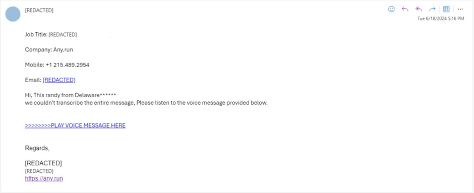 The phishing email sent by the attacker using our employee’s account