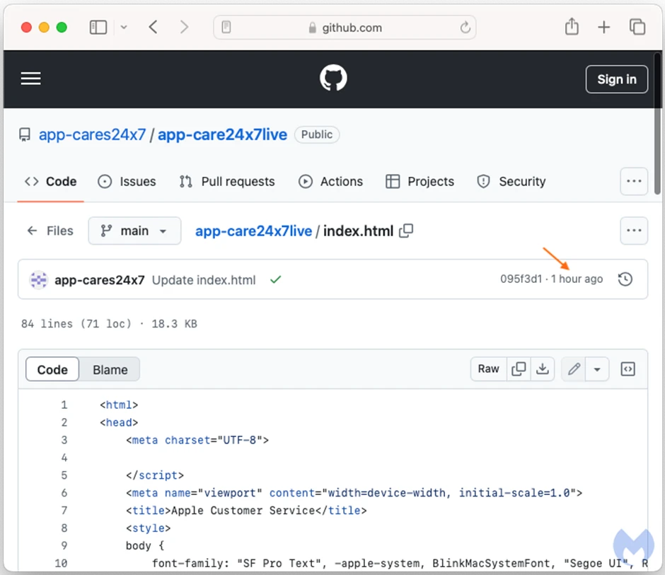 GitHub reponse (source:Malwarebytes)