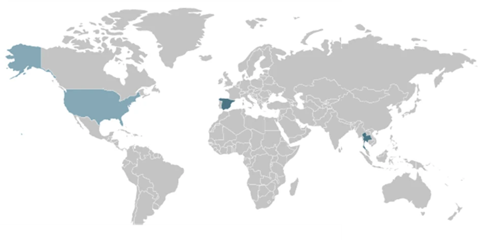 Telemetry highlighting the United States, Spain, and ThailandAttack Chain Diagram