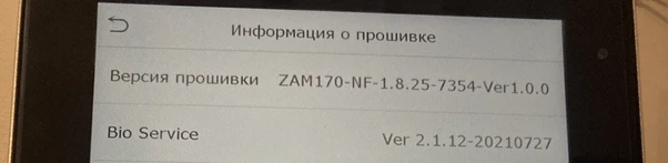 Firmware details as seen in the setup menu