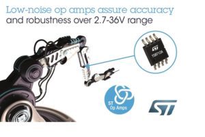 STMicroelectronics Precision Low-Noise Op Amp with Extended Voltage & Temperature Ranges