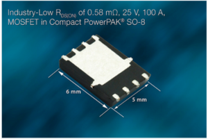 New Vishay Intertechnology 25 V N-Channel Power MOSFET Offers Industry-Low On-Resistance for Increased Efficiency and Power Density