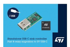 STMicroelectronics Standalone VBUS-Powered Controller for 5V USB-C Charging Applications