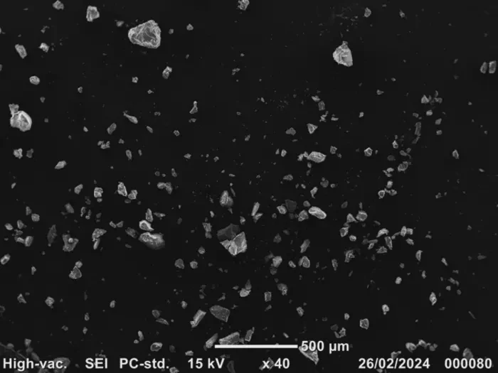Microscopy image of lunar dust simulant sample