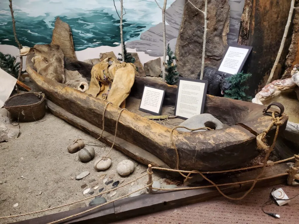 An indigenous-made sturgeon-nosed canoe.