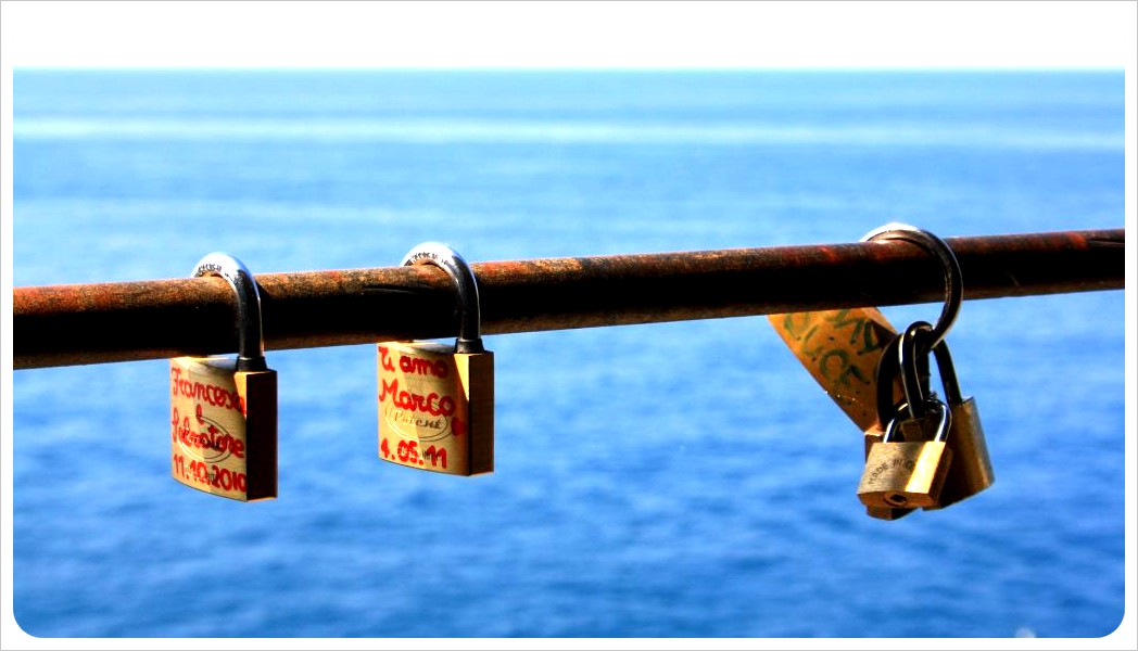 Padlocks along the Via dell'amore