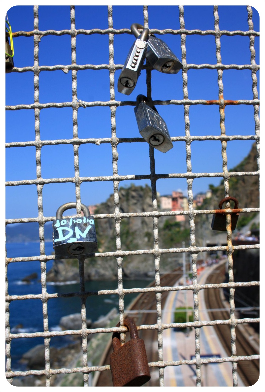 Locks with Manarola in the background