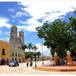 Zocalo & Cathedral in Valladolid Mexico
