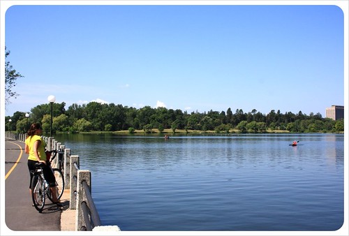 jess cycling along lake dow ottawa