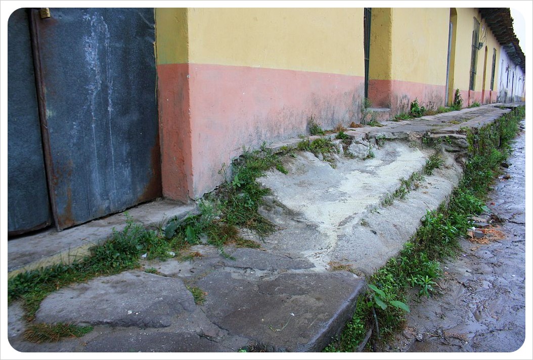Santa rosa sidewalk with holes