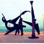 Barcelona beach at sunset