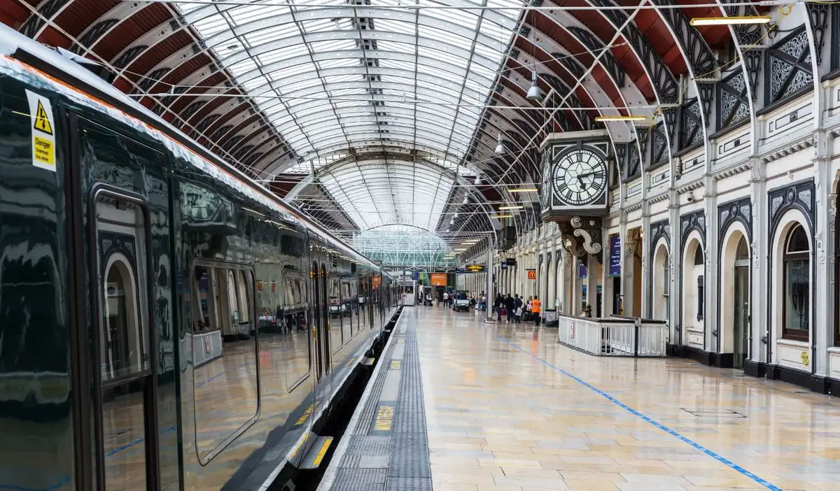 A train sitting at a platform at London's historic Paddington Station