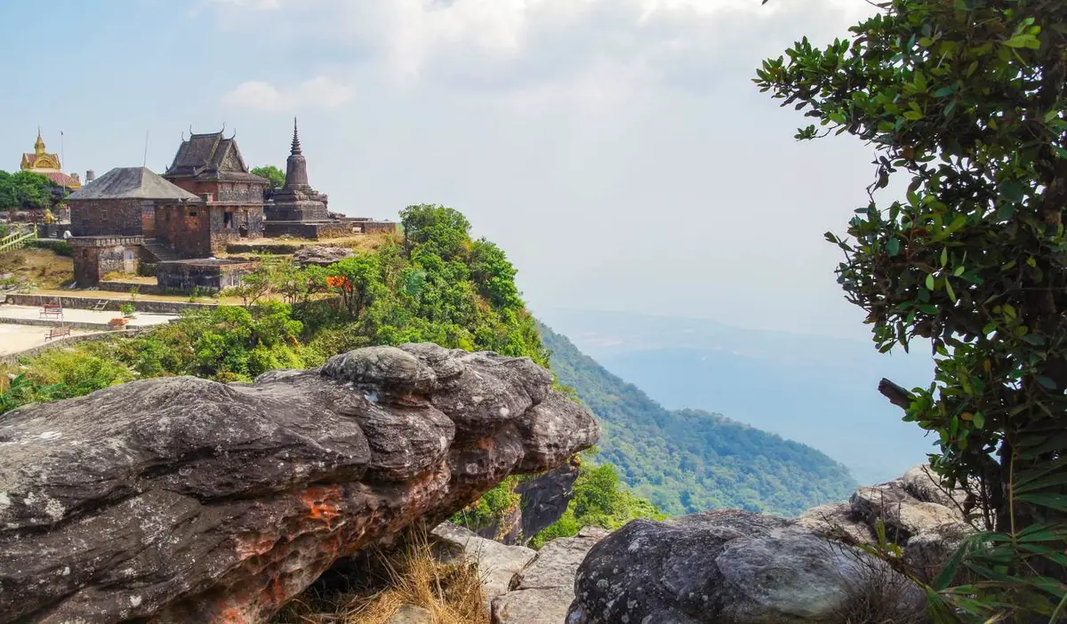 Buddhist temple Wat Sampov Pram in Bokor National Park near Kampot, Cambodia